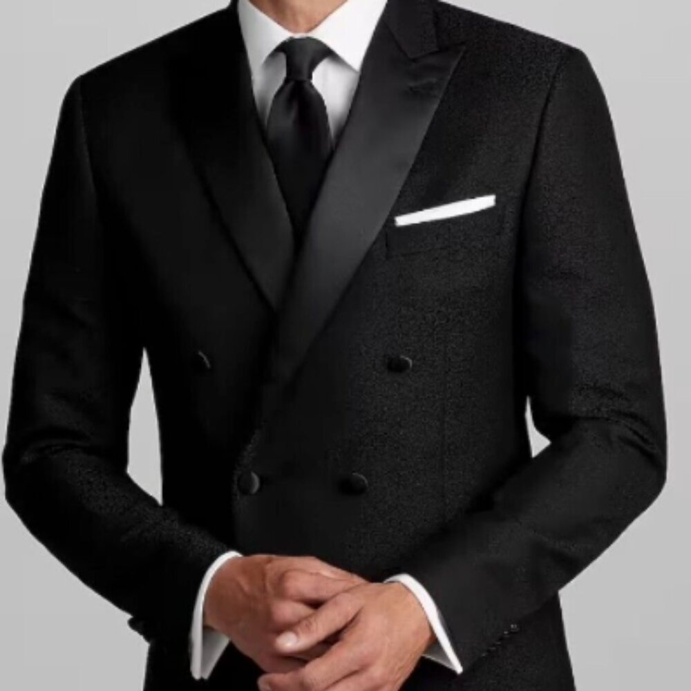 Ike Behar Slim Fit Peak Lapel Jacquard Dinner Jacket. Color: Black Size: 40 R